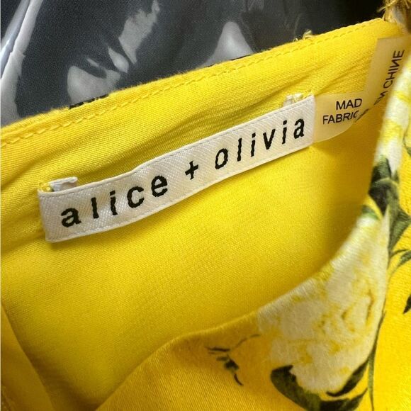 Alice + Olivia Ruffle Sleeve Tie Front Cropped Top Sunbeam Small MSRP $458 - Picture 8 of 10